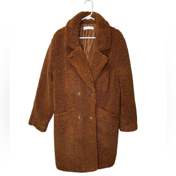ASTR The Label Freddie Faux Fur Teddy Long Coat Size Medium In Chestnut Sherpa - Picture 3 of 12